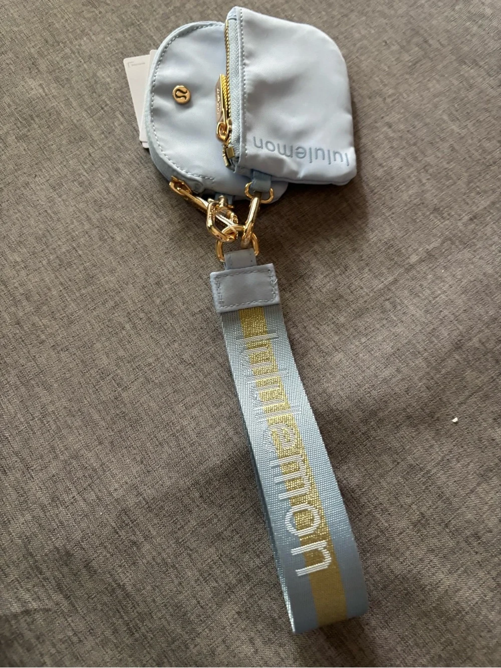 Lululemon athletica Light Blue Double Pouch Wristlet with Gold Hardware